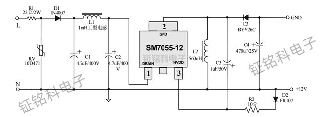 ACDC恒压电源芯片SM7055-12输出电压12V18V(图2)