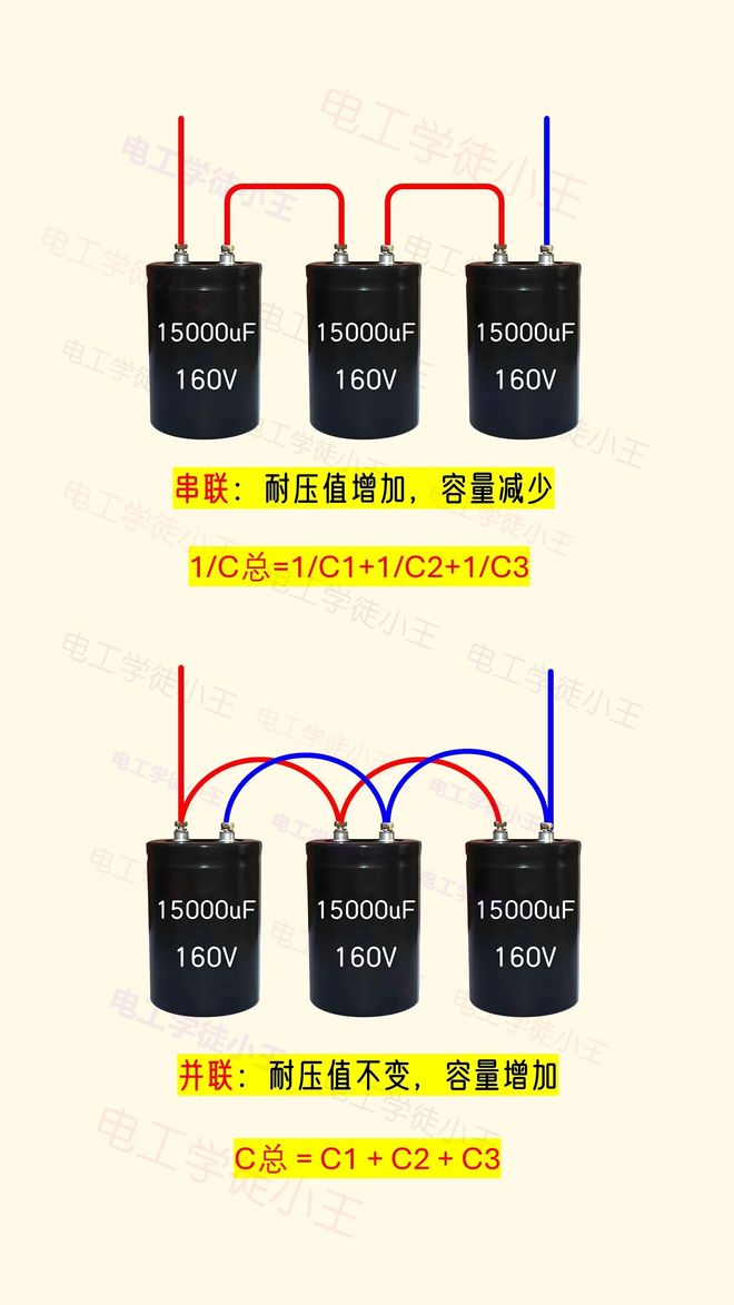 电容串联和并联的区别仔细看你会发现容量这块和电阻的串并联计算正好相反
