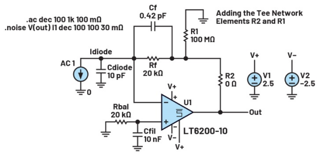 利用T型网络来拓展光电二极管跨阻放大器(TIA)解决方案的适用范围——第一部分：补偿流程(图9)